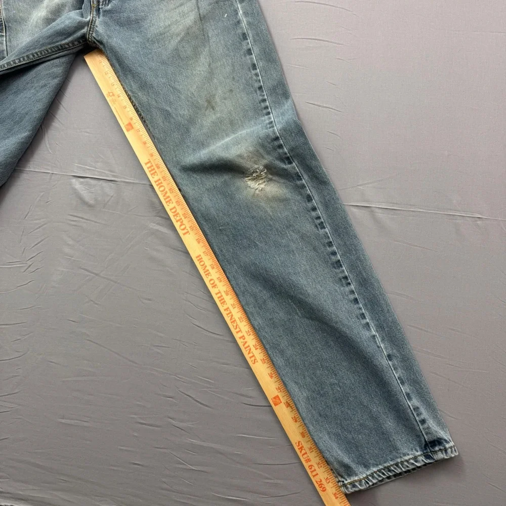 Levis 505 Regular Fit Straight Leg‎ Jeans Light Wash Blue Denim 34x36 Mens